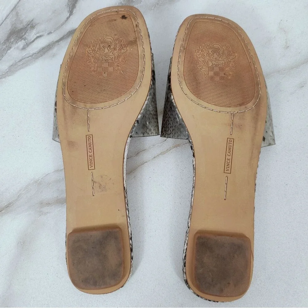 Vince Camuto Snakeskin Print Transparent Slides Sandals, Sz 8.5